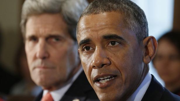 Barack Obama (mit seinem Außenminister John Kerry): Vor allem im Nahen Osten steht die US-Außenpolitik vor Trümmern