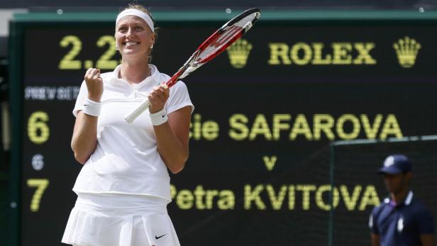 Petra Kvitova jubelt bei einem Tennismatch in Wimbledon.
