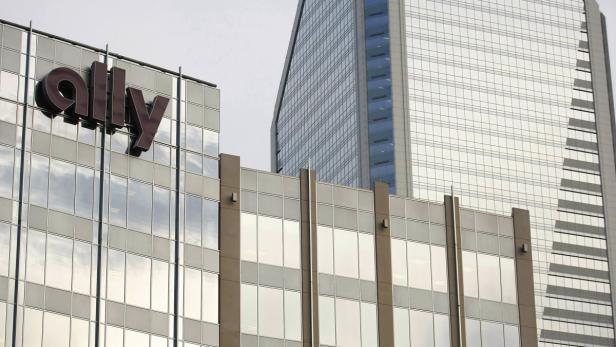 An Ally Financial sign is seen on a building in Charlotte, North Carolina May 1, 2012. More than three years after it received multiple bailouts totalling some $17 billion, Ally Financial remains an intractable problem for the U.S. government. REUTERS/Chris Keane (UNITED STATES - Tags: BUSINESS LOGO)