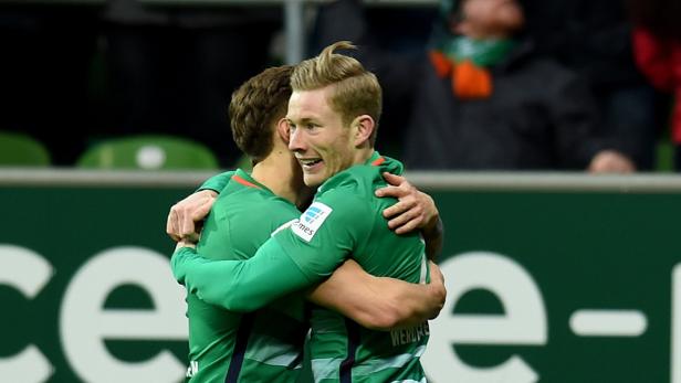 Endlich: Florian Kainz (r.) bejubelte gegen Leipzig den ersten Treffer für Bremen