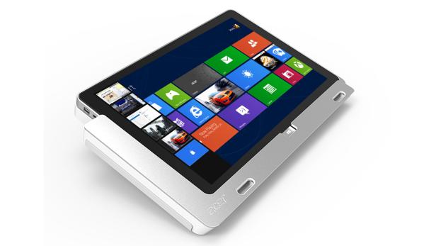 Ein Acer-Tablet mit Windows-Oberfläche auf einem weißen Hintergrund.