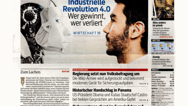 Schlagzeile vom 10.04.2015Die Roboter kommenKurier