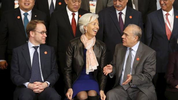 Gipfel der Mächtigen: Jens Weidmann, Christine Lagarde und Angel Gurria