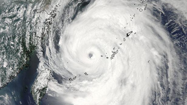 Ein Satellitenbild zeigt den Taifun &quot;Neoguri&quot; über Japan.