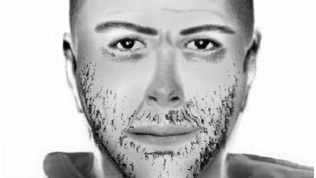 Ein Phantombild eines Mannes mit Bartstoppeln und einer Jacke.