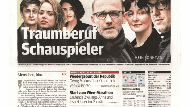 Schlagzeile vom 12.04.2015Traumberuf SchauspielerKurier