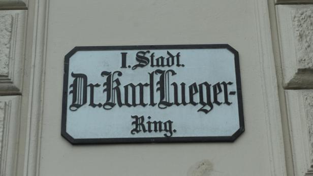 Ein Straßenschild mit der Aufschrift „I. Stadt. Dr. Karl Lueger-Ring.“.