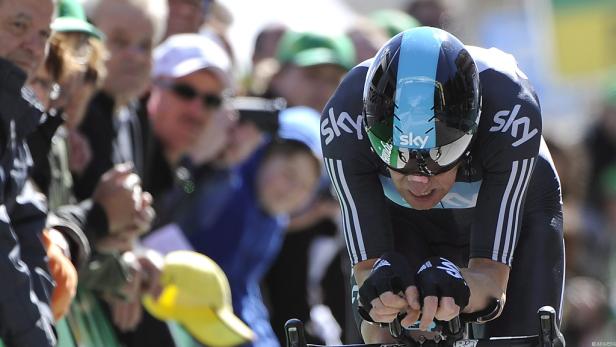 Bradley Wiggins von Sky Procycling beim Zeitfahren