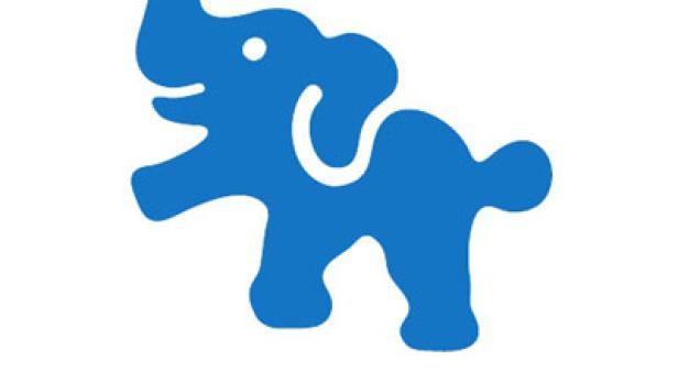 Das Logo von Big Blue zeigt einen blauen Elefanten und den Slogan „einfach fernsehen“.