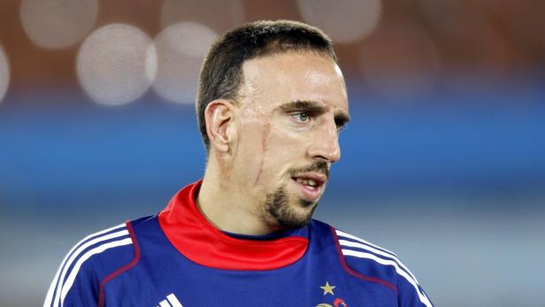 Nahaufnahme von Franck Ribéry im Trikot der französischen Nationalmannschaft.