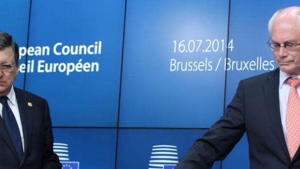 José Manuel Barroso und Herman Van Rompuy bei einer Pressekonferenz in Brüssel, 2014.