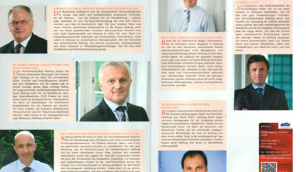 Eine Zeitungsseite mit Porträts und Artikeln über Wirtschaft und Bildung.