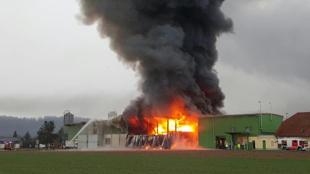 Einsatzkräfte der Feuerwehr bei der Brandbekämpfung.