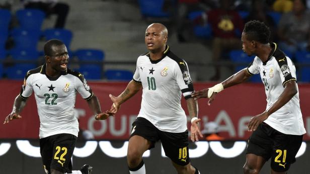 Andre Ayew (Mitte) erzielte das Siegestor für Ghana