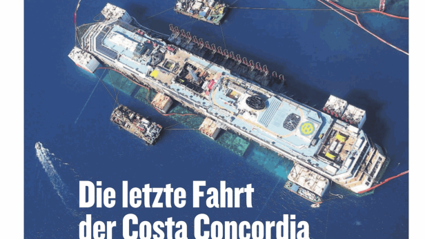Luftaufnahme der havarierten „Costa Concordia“ nahe der Insel Giglio.