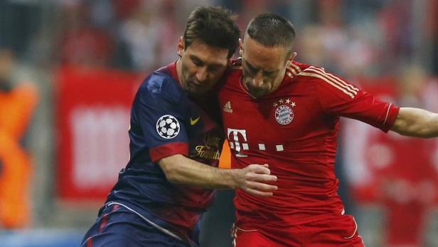 2013 waren Lionel Messi (li.) &amp; Co. im Halbfinale chancenlos gegen Franck Ribéry und seine Bayern.