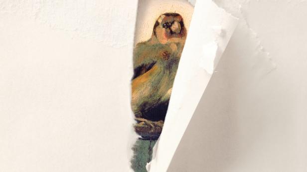 Das Buchcover von „Der Distelfink“ von Donna Tartt zeigt ein Gemälde durch einen Riss.