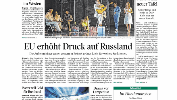 Titelseite der Tiroler Tageszeitung vom 23. Juli 2014.