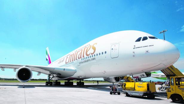 Seit 1. Juli 2016 fliegen Emirates mit dem derzeit größten Passagierflugzeug der Welt auch ab Wien