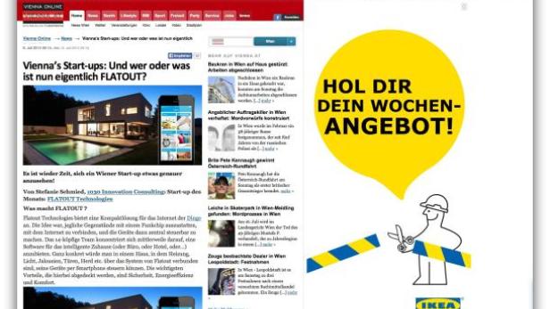 Eine IKEA-Werbung mit dem Slogan „Hol dir dein Wochen-Angebot!“.