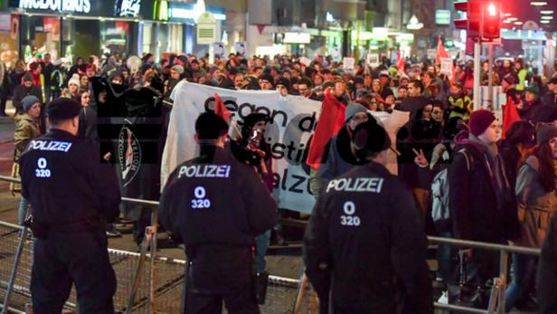 Demonstration gegen den Burschenbundball in Linz