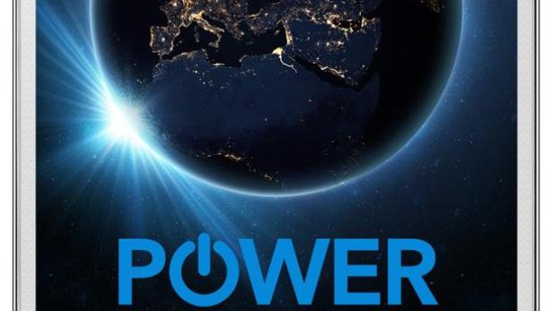 Ein Samsung-Smartphone zeigt eine Grafik der Erde bei Nacht mit dem Text „Power Sleep“.