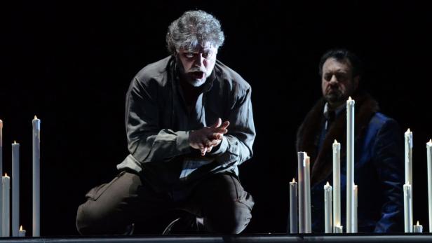 José Cura (Otello) und Carlos Álvarez (Iago) während einer Probe der Oper &quot;Otello&quot; im Rahmen der Salzburger Osterfestspiele