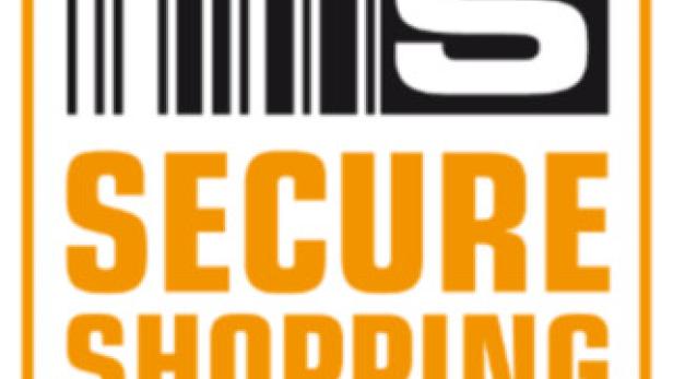 Das Logo von Secure Shopping mit einem Barcode und dem Buchstaben S.