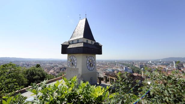 Der Uhrturm auf dem Schlossberg in Graz