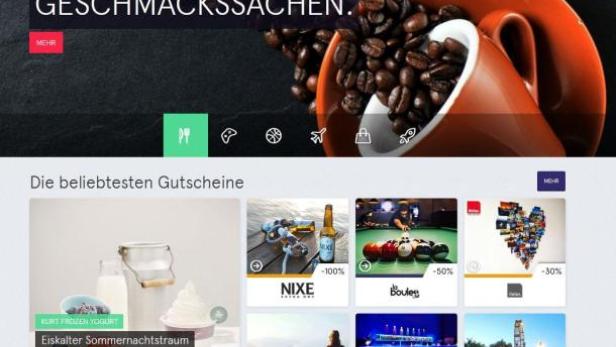 Website von iamstudent mit dem Titel „Geschmackssachen“ und einer Auswahl beliebter Gutscheine.
