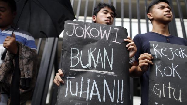 Protestaktion gegen die Hinruchtungen in Jakarta.