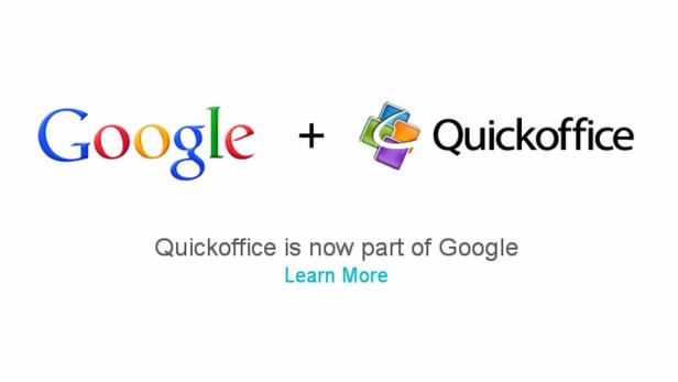Das Logo von Google neben dem Logo von Quickoffice.