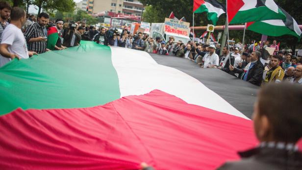 Rund 1000 Menschen demonstrierten gestern in Berlin gegen Israels Militäreinsatz in Gaza. Das Zusammentreffen mit Pro-Israel-Demonstranten wurde etwas handgreiflich.