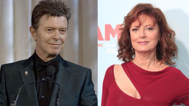Ein zusammengesetztes Bild von David Bowie und Susan Sarandon.