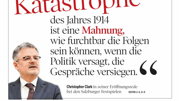 Titelseite der Kleinen Zeitung vom 28. Juli 2014 mit Christopher Clark als Aufmacher.