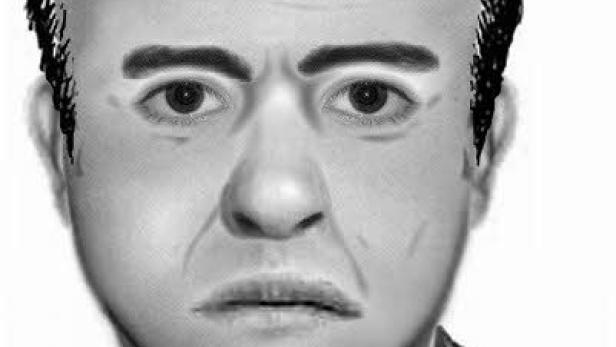 Eine Phantombildzeichnung eines Mannes mit dunklem Haar.