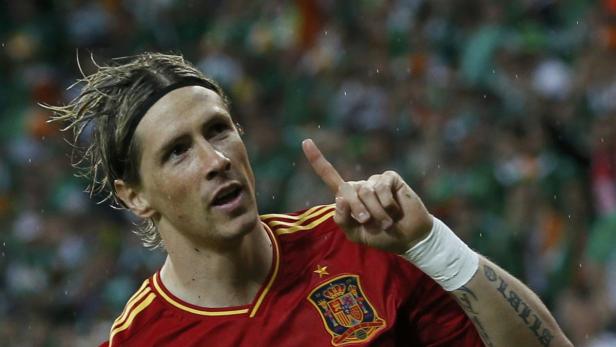 Fernando Torres feiert ein Tor für die spanische Nationalmannschaft.