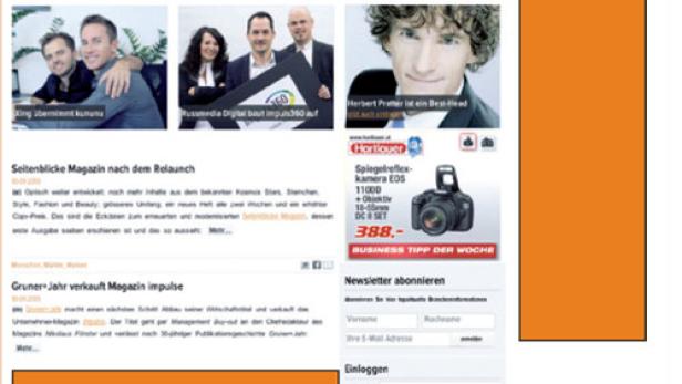 Die Webseite ATMEDIA.AT mit Artikeln über Wirtschaft und Medien.