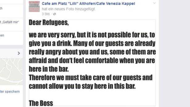 Gastronom Peter Moser erteilt Flüchtlingen Lokalverbot
