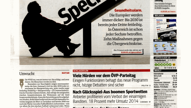 Schlagzeile vom 07.05.2015Speck wegKurier