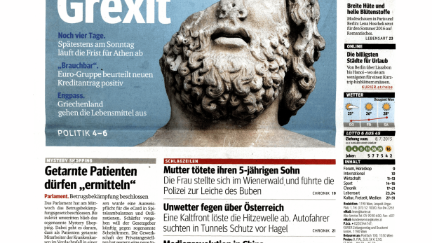 Schlagzeile vom 09.07.2015Countdown zum GrexitKurier