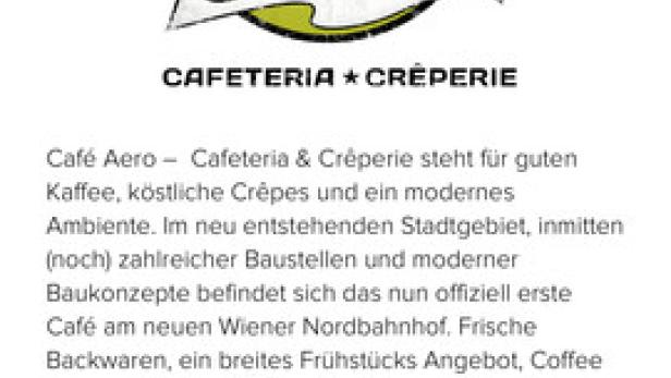 Das Logo des „Café Aero“ zeigt ein stilisiertes Flugzeug über dem Schriftzug.
