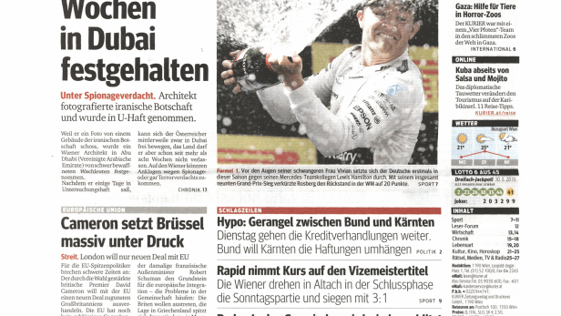 Schlagzeile vom 11.05.2015Wiener seit Wochen in Dubai festgehaltenKurier