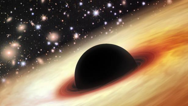 Künstlerische Darstellung eines schwarzen Lochs: Die Masse von 20 Millionen Sonnen