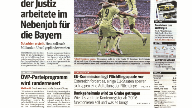 Schlagzeile vom 13.05.2015Top-Beamter der Justiz arbeitete im Nebenjob für die BayernKurier