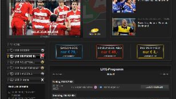 Screenshot der Webseite OLA1.tv mit dem Spiel Bayern München gegen Hamburger SV.
