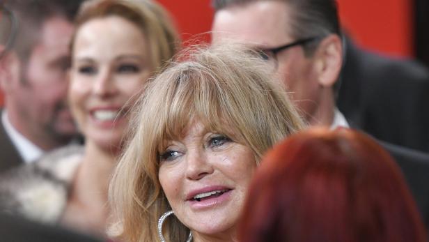 Fast wäre sie im Gewimmel untergegangen: Lugners Opernball-Stargast Goldie Hawn. Die gute Laune ließ sich die Schauspielerin aber trotz Gedränge nicht nehmen...