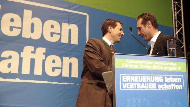 FPK-Chef Ragger (li.) mit FPÖ-Bundesparteiobmann Strache