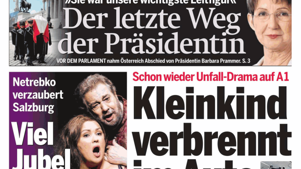 Titelseite der Zeitung „Österreich“ vom 10. August 2014 mit Schlagzeilen zu Politik, Sport und Kultur.