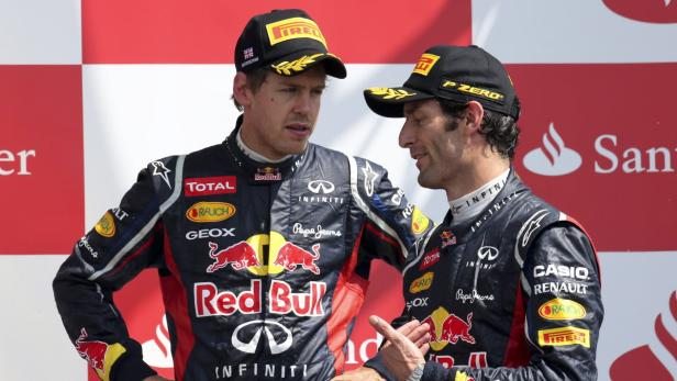 Mark Webber (re.) hat dem Deutschen Sebastian Vettel einmal mehr die Show gestohlen.
